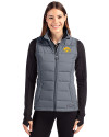 Iowa Hawkeyes Cutter & Buck Evoke Hybrid Softshell Recycled Womens Full Zip Vest Elemental Grey Front Thumbnail Image