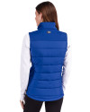Pitt Panthers Cutter & Buck Evoke Hybrid Softshell Recycled Womens Full Zip Vest Tour Blue Back Thumbnail Image