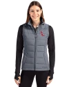 Ole Miss Rebels Cutter & Buck Evoke Hybrid Softshell Recycled Womens Full Zip Vest Elemental Grey Front Thumbnail Image