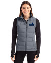 Old Dominion Monarchs College Vault Cutter & Buck Evoke Hybrid Softshell Recycled Womens Full Zip Vest Elemental Grey Front Thumbnail Image