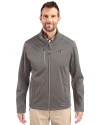 Montana State Bobcats Cutter & Buck Evoke Softshell Recycled Full Zip Mens Jacket Elemental Grey Front Thumbnail Image