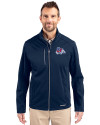 Fresno State Bulldogs Cutter & Buck Evoke Softshell Recycled Full Zip Mens Jacket Navy Blue Front Thumbnail Image