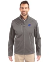 Boise State Broncos Cutter & Buck Evoke Softshell Recycled Full Zip Mens Jacket Elemental Grey Front Thumbnail Image