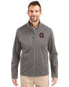 Gonzaga Bulldogs College Vault Cutter & Buck Evoke Softshell Recycled Full Zip Mens Jacket Elemental Grey Front Thumbnail Image
