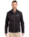Tulane Green Wave Cutter & Buck Evoke Softshell Recycled Full Zip Mens Jacket Black Front Thumbnail Image