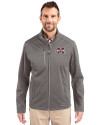 Mississippi State Bulldogs Cutter & Buck Evoke Softshell Recycled Full Zip Mens Jacket Elemental Grey Front Thumbnail Image