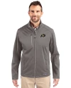 Colorado Buffaloes Cutter & Buck Evoke Softshell Recycled Full Zip Mens Jacket Elemental Grey Front Thumbnail Image
