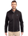 Seton Hall Pirates Cutter & Buck Evoke Softshell Recycled Full Zip Mens Jacket Black Front Thumbnail Image