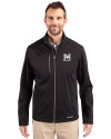 Morehouse Maroon Tigers Cutter & Buck Evoke Softshell Recycled Full Zip Mens Jacket Black Front Thumbnail Image