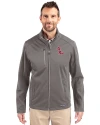 Ole Miss Rebels Cutter & Buck Evoke Softshell Recycled Full Zip Mens Jacket Elemental Grey Front Thumbnail Image