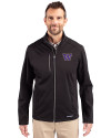 Washington Huskies Cutter & Buck Evoke Softshell Recycled Full Zip Mens Jacket Black Front Thumbnail Image