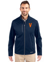Virginia Hoos College Vault Cutter & Buck Evoke Softshell Recycled Full Zip Mens Jacket Navy Blue Front Thumbnail Image