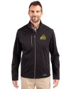 Bryant University Bulldogs Cutter & Buck Evoke Softshell Recycled Full Zip Mens Jacket Black Front Thumbnail Image