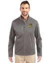 Bryant University Bulldogs Cutter & Buck Evoke Softshell Recycled Full Zip Mens Jacket Elemental Grey Front Thumbnail Image