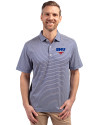 SMU Mustangs Cutter & Buck Forge Eco Double Stripe Stretch Recycled Mens Big &Tall Polo Tour Blue/White Front Thumbnail Image