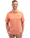 Miami Hurricanes Cutter & Buck Forge Eco Double Stripe Stretch Recycled Mens Polo College Orange/White Front Thumbnail Image
