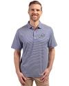 Florida Gulf Coast Eagles Cutter & Buck Forge Eco Double Stripe Stretch Recycled Mens Polo Tour Blue/White Front Thumbnail Image