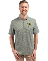 Cal Poly Mustangs Cutter & Buck Forge Eco Double Stripe Stretch Recycled Mens Polo Hunter/White Front Thumbnail Image