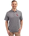 Ole Miss Rebels Cutter & Buck Forge Eco Double Stripe Stretch Recycled Mens Polo Navy Blue/White Front Thumbnail Image