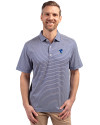 Seton Hall Pirates Cutter & Buck Forge Eco Double Stripe Stretch Recycled Mens Polo Tour Blue/White Front Thumbnail Image