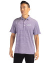 NYU Violets Cutter & Buck Forge Eco Double Stripe Stretch Recycled Mens Polo College Purple/White Front Thumbnail Image
