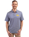 Pitt Panthers Cutter & Buck Forge Eco Double Stripe Stretch Recycled Mens Polo Tour Blue/White Front Thumbnail Image