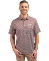 New Mexico State Aggies College Vault Cutter & Buck Forge Eco Double Stripe Stretch Recycled Mens Polo Bordeaux/White Front Thumbnail Image