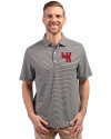 View image 1: Western Kentucky Hilltoppers College Vault Cutter & Buck Forge Recycled Double Stripe Four-Way Stretch Mens Polo Black/White Front