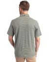 Tulane Green Wave College Vault Cutter & Buck Forge Eco Double Stripe Stretch Recycled Mens Polo Hunter/White Back Thumbnail Image