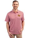 Midwestern State Mustangs Cutter & Buck Forge Eco Double Stripe Stretch Recycled Mens Polo Cardinal Red/White Front Thumbnail Image