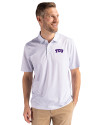 TCU Horned Frogs Cutter & Buck Pike Eco Pebble Print Stretch Recycled Mens Polo White Front Thumbnail Image