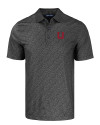 Utah Utes College Vault Cutter & Buck Pike Eco Pebble Print Stretch Recycled Mens Polo Black Mannequin Thumbnail Image