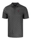 Southern Illinois Salukis College Vault Cutter & Buck Pike Eco Pebble Print Stretch Recycled Mens Polo Black Mannequin Thumbnail Image
