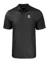 Michigan State Spartans Cutter & Buck Pike Eco Tonal Geo Print Stretch Recycled Mens Big & Tall Polo Black Mannequin Thumbnail Image
