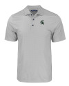 Michigan State Spartans Cutter & Buck Pike Eco Tonal Geo Print Stretch Recycled Mens Big & Tall Polo Elemental Grey Mannequin Thumbnail Image