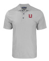Utah Utes College Vault Cutter & Buck Pike Eco Tonal Geo Print Stretch Recycled Mens Big & Tall Polo Elemental Grey Mannequin Thumbnail Image