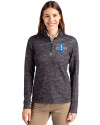 Indiana State Sycamores Cutter & Buck Traverse Stretch Eco Camo Print Quarter Zip Womens Pullover Black Front Thumbnail Image