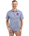 South Bend Cubs Cutter & Buck Virtue Eco Pique Stripe Recycled Mens Big and Tall Polo Tour Blue Front Thumbnail Image