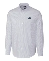 West Michigan Whitecaps Cutter & Buck Stretch Oxford Stripe Mens Big and Tall Long Sleeve Dress Shirt Light Blue Mannequin Thumbnail Image