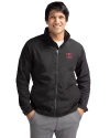 Rutgers Scarlet Knights Cutter & Buck Charter Eco Knit Recycled Big & Tall Full-Zip Jacket Black Front Thumbnail Image