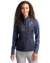 Pittsburgh Pirates Stars & Stripes Cutter & Buck Stealth Hybrid Quilted Womens Full Zip Windbreaker Jacket Liberty Navy Front Thumbnail Image