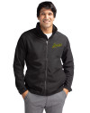 George Mason Patriots College Vault Cutter & Buck Charter Eco Knit Recycled Big & Tall Full-Zip Jacket Black Front Thumbnail Image