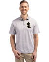 Salt Lake Bees Cutter & Buck Virtue Eco Pique Micro Stripe Recycled Mens Polo Polished/White Front Thumbnail Image
