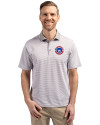 South Bend Cubs Cutter & Buck Virtue Eco Pique Micro Stripe Recycled Mens Polo Polished/White Front Thumbnail Image