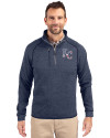 Kansas City Royals Stars & Stripes Cutter & Buck Mainsail Sweater-Knit Mens Big and Tall Half Zip Pullover Jacket Liberty Navy Heather Front Thumbnail Image