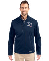 Kansas City Royals Stars & Stripes Cutter & Buck Evoke Softshell Recycled Full Zip Mens Jacket Navy Blue Front Thumbnail Image