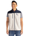 Kansas City Royals Stars & Stripes Cutter & Buck Cascade Eco Fleece Mens Vest Shell/Navy Blue Front Thumbnail Image