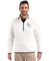 Kansas City Royals Stars & Stripes Cutter & Buck Cascade Eco Fleece Mens Quarter Zip Jacket Shell/Navy Blue Front Thumbnail Image