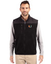Miami Hurricanes Cutter & Buck Cascade Eco Sherpa Mens Big and Tall Fleece Vest Black Front Thumbnail Image