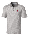 View image 13: Los Angeles Angels City Connect Cutter & Buck Forge Tonal Stripe Stretch Mens Big and Tall Polo Polished Medium Gray Mannequin